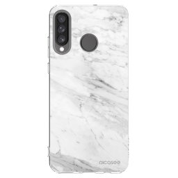 Átlátszó szilikon tok az alábbi mobiltelefonokra Huawei P30 Lite - White marble
