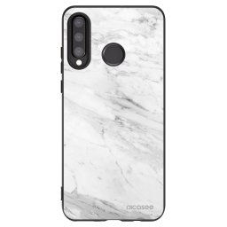 Fekete szilikon tok az alábbi mobiltelefonokra Huawei P30 Lite - White marble