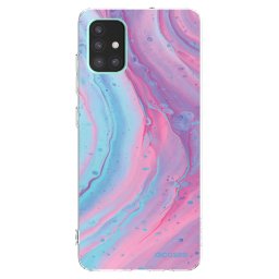 Átlátszó szilikon tok az alábbi mobiltelefonokra Samsung Galaxy A51 A515F - Pink liquid