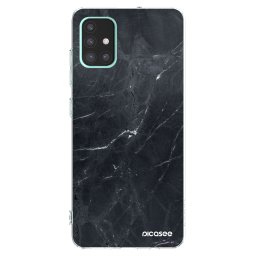 Átlátszó szilikon tok az alábbi mobiltelefonokra Samsung Galaxy A51 A515F - Black marble