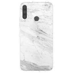 Átlátszó szilikon tok az alábbi mobiltelefonokra Huawei P40 Lite E - White marble