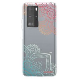 Átlátszó szilikon tok az alábbi mobiltelefonokra Huawei P40 Pro - Flowers pattern