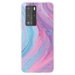 Átlátszó szilikon tok az alábbi mobiltelefonokra Huawei P40 Pro - Pink liquid