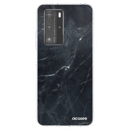 Átlátszó szilikon tok az alábbi mobiltelefonokra Huawei P40 Pro - Black marble