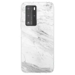 Átlátszó szilikon tok az alábbi mobiltelefonokra Huawei P40 Pro - White marble