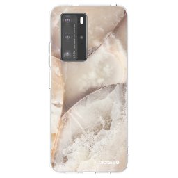 Átlátszó szilikon tok az alábbi mobiltelefonokra Huawei P40 Pro - Cream marble