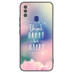 Fekete szilikon tok az alábbi mobiltelefonokra Samsung Galaxy M21 M215F - Think happy be happy