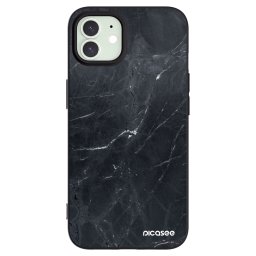 Fekete szilikon tok az alábbi mobiltelefonokra Apple iPhone 12 - Black marble