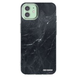 Átlátszó szilikon tok az alábbi mobiltelefonokra Apple iPhone 12 - Black marble