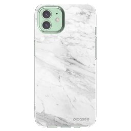 Átlátszó szilikon tok az alábbi mobiltelefonokra Apple iPhone 12 - White marble
