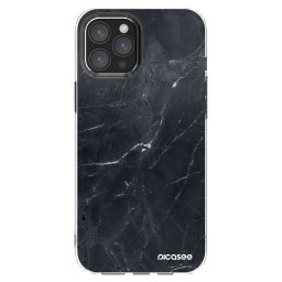 Átlátszó szilikon tok az alábbi mobiltelefonokra Apple iPhone 12 Pro Max - Black marble