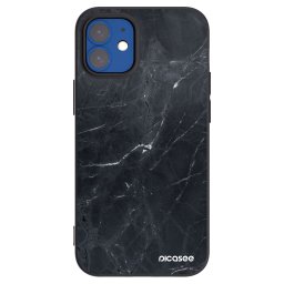 Fekete szilikon tok az alábbi mobiltelefonokra Apple iPhone 12 mini - Black marble