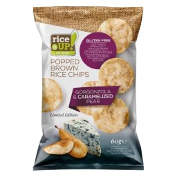 Rice Up Barna rizs chips gorgonzola sajt és karamellizált körte ízű 60 g