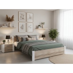 IKAROS ágy 140x200 cm, fehér/sonoma tölgy Ágyrács: Ágyrács nélkül, Matrac: Coco Maxi 20 cm matrac