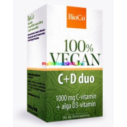 C+D DUO Vegán 90 db filmtabletta, 1000 mg C-vitamin és alga D3-vitamin 2000 NE - BioCo