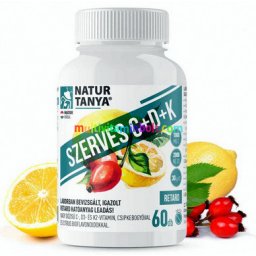 Szerves C+D3+K2 Vitamin, 60 db tabletta Retard, bioflavonoidokkal, csipkebogyó kivonattal, nagy dózis - Natur Tanya