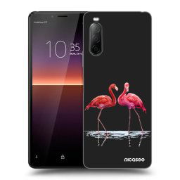 Fekete szilikon tok az alábbi mobiltelefonokra Sony Xperia 10 II - Flamingos couple