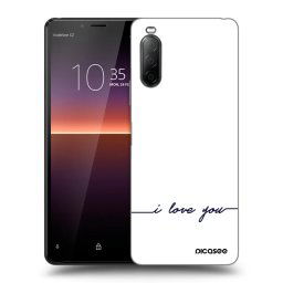 Fekete szilikon tok az alábbi mobiltelefonokra Sony Xperia 10 II - I love you
