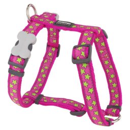 Red Dingo Stars Hot Pink Dog hám Large
