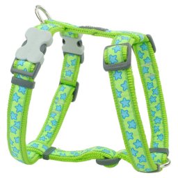 Red Dingo Stars Lime Dog hám Medium