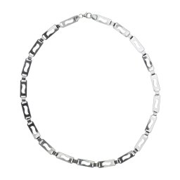 Ezüst lánc lemezes, S-alakban áttört 925‰-es 8 mm széles, 45 cm