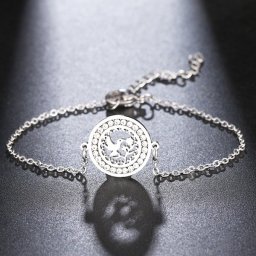 Galamb, kristályokkal díszített nemesacél karlánc