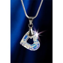 Nyaklánc, SWAROVSKI® kristállyal, fehér színjátszós, szív alakú medállal, 17 mm, ART CRYST