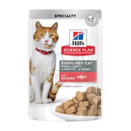 Hill's Science Plan Young Adult Sterilised nedves macskatáp, lazac 12 x 85 g