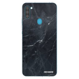 Átlátszó szilikon tok az alábbi mobiltelefonokra Samsung Galaxy M11 - Black marble