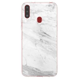 Átlátszó szilikon tok az alábbi mobiltelefonokra Samsung Galaxy A20s - White marble