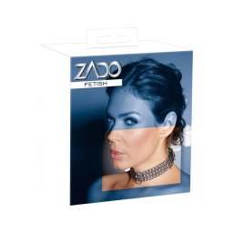 ZADO - láncos bőr nyakörv bondage játékhoz (fekete)