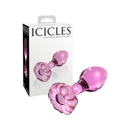 Icicles No. 48 - virágos üveg anál plug (pink)
