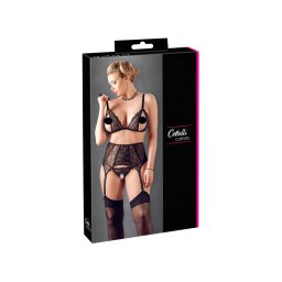Cottelli Plus Size - csipke fehérnemű trió (fekete)