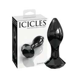 Icicles No. 78 - kúpos üveg anál plug (fekete)