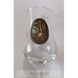 Talpas pálinkás pohár (tulipános, grappás pohár) 85 ml 50 szám matricával