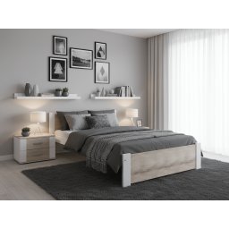 IKAROS ágy 90x200 cm, fehér/sonoma tölgy Ágyrács: Léces ágyrács, Matrac: Sommera 18 cm matrac
