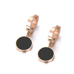 Rosegold Nemesacél Női Fülbevaló - Fekete Dísz