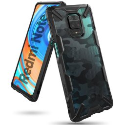 Ringke Fusion X ütésálló telefontok Xiaomi Redmi Note 9 (fekete terepmintás)
