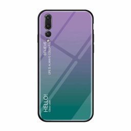 Gradient Glass színátmenetes Huawei P20 Pro tok edzett üveg hátlappal (zöld-lila)