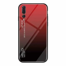 Gradient Glass színátmenetes Huawei P20 Pro tok edzett üveg hátlappal (fekete-piros)
