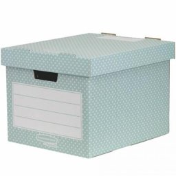 Tároló doboz, karton, 33,3x28,5x39 cm FELLOWES, \Style\, zöld-fehér [4 db]