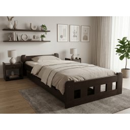 Naomi magasított ágy 90x200 cm, diófa Ágyrács: Léces ágyrács, Matrac: Deluxe 10 cm matrac