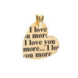 Sárga arany szív medál 14 karátos - felirattal (I Love You More)