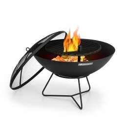 Blumfeldt Orbit, 3 az 1-ben acél tűzrakóhely, Ø 60 cm, 40 cm grill, asztal, fekete (GDW27-Orbit)