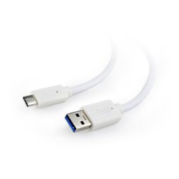 USB 3.1 Type-C(M) / USB 3.0 A(M) 0.1m Feher kabel Gembird CCP-USB3-AMCM-W-0.1M