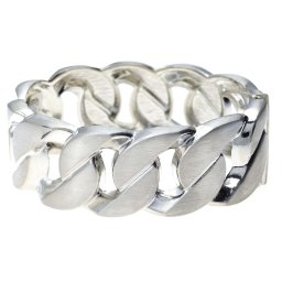 Bronz, szatinált, ezüst színű női karperec-karreif, (Chloe) 18 cm