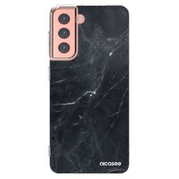 Átlátszó szilikon tok az alábbi mobiltelefonokra Samsung Galaxy S21 5G G991B - Black marble
