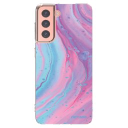 Átlátszó szilikon tok az alábbi mobiltelefonokra Samsung Galaxy S21 5G G991B - Pink liquid