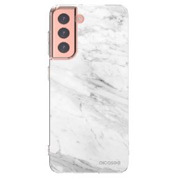 Átlátszó szilikon tok az alábbi mobiltelefonokra Samsung Galaxy S21 5G G991B - White marble