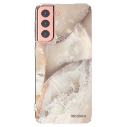 Átlátszó szilikon tok az alábbi mobiltelefonokra Samsung Galaxy S21 5G G991B - Cream marble